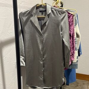 Banana Republic Women’s Shiny Silver Dress Shirt